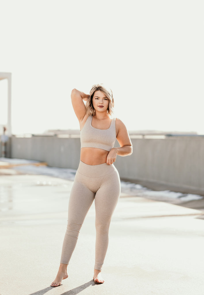Clark Ribbed Activewear Leggings -TAUPE – Gingerella's Boutique