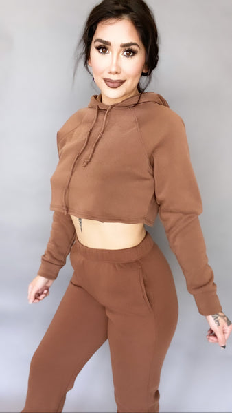 Chocolate Cropped Hoodie